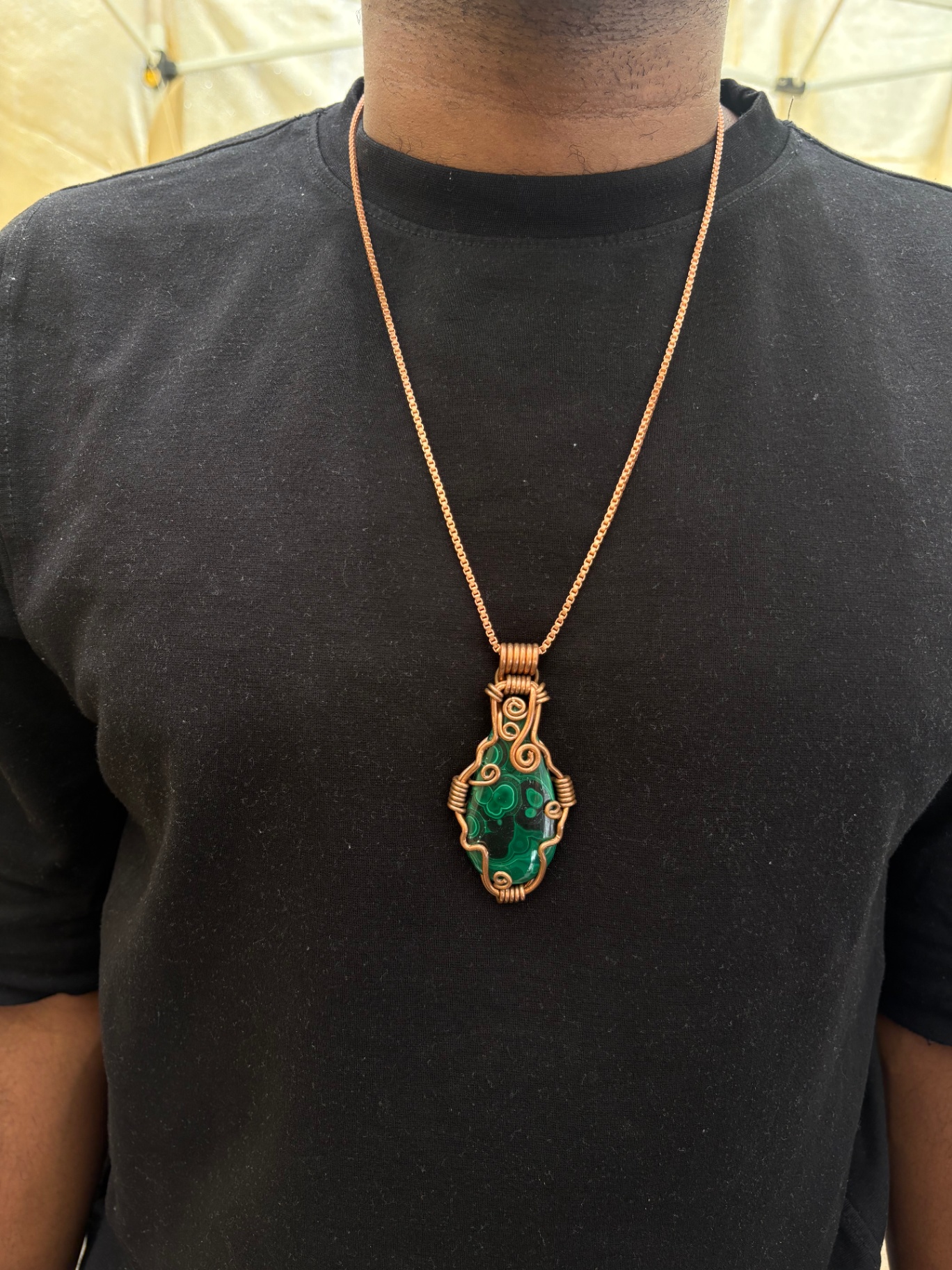 Malachite Slice in Copper — view 3 of 4