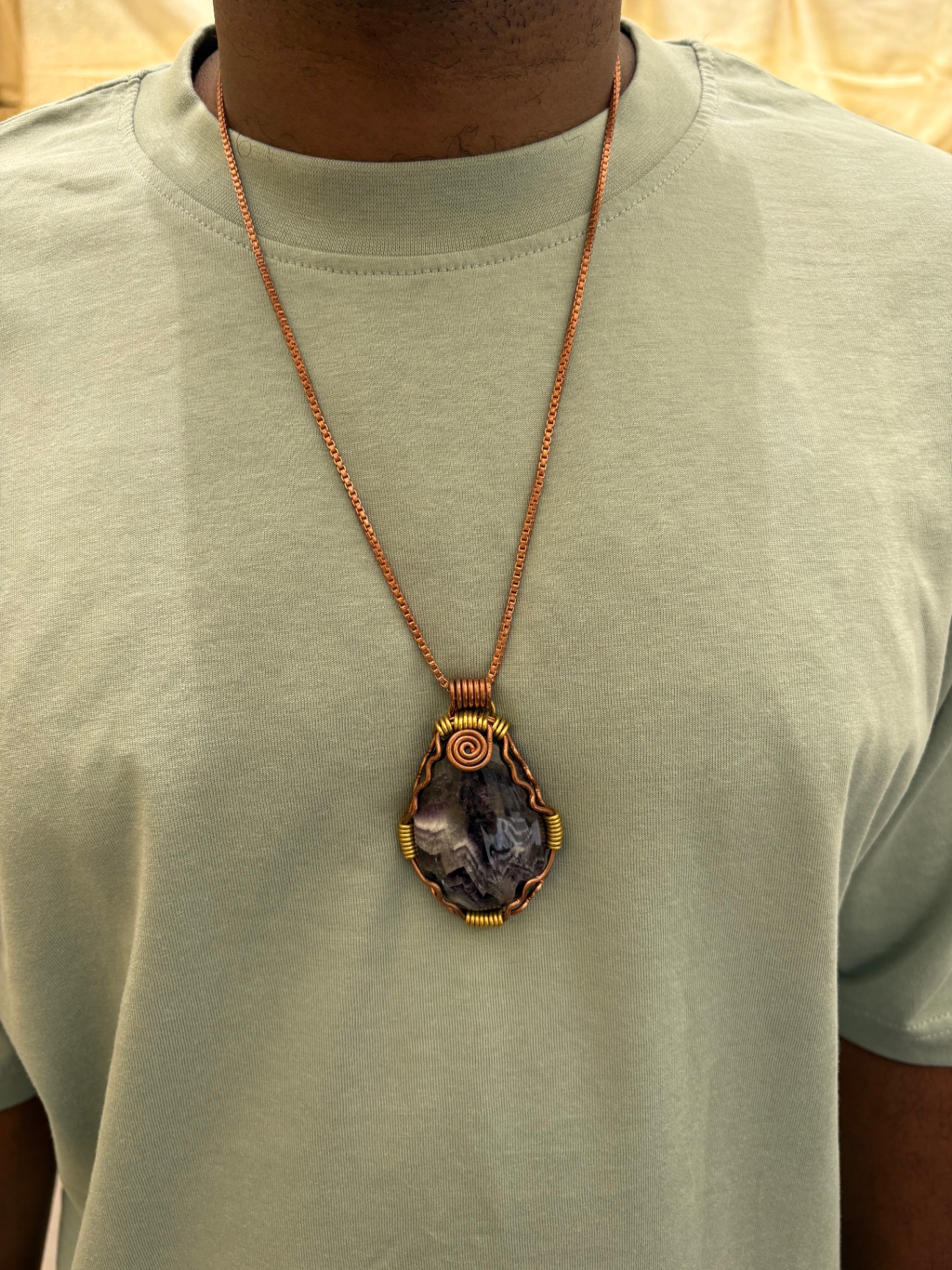 His & Hers Chevron Amethyst in Copper & Brass — view 5 of 5