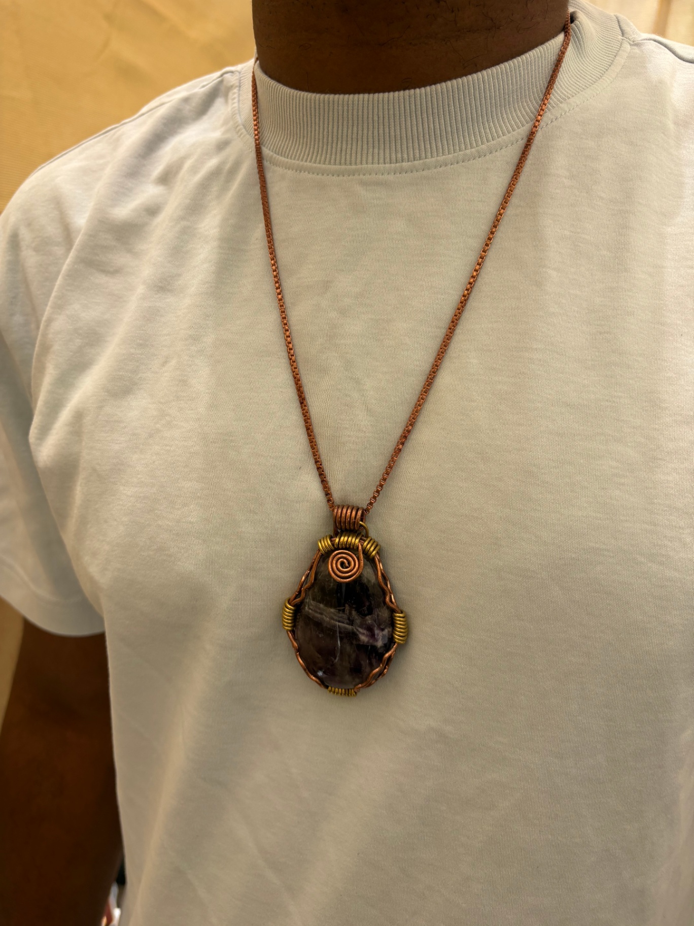 His & Hers Chevron Amethyst in Copper & Brass — view 3 of 5