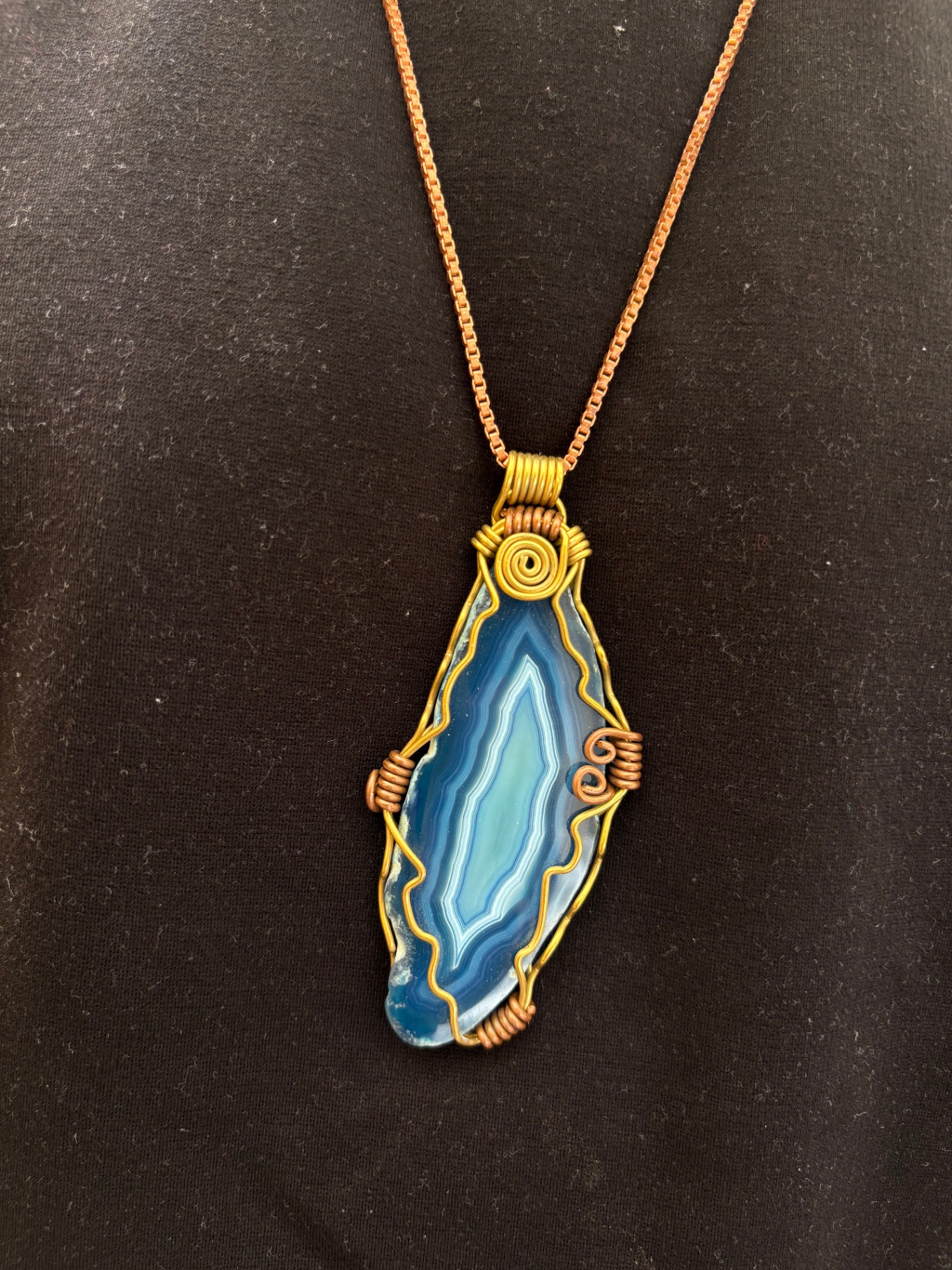Banded Blue Agate in Copper & Brass — view 5 of 5