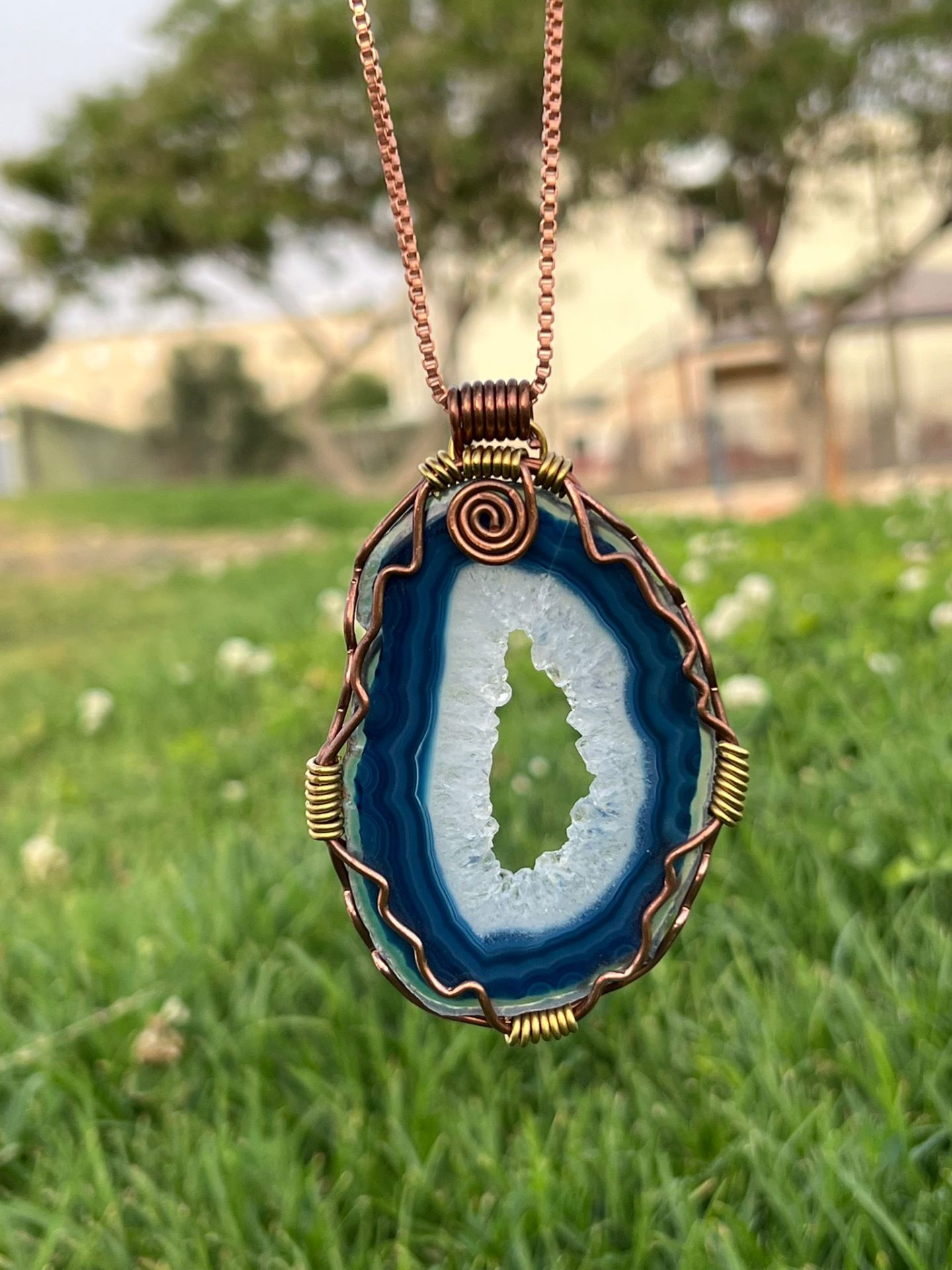 Blue Banded Agate with Druzy Quartz — view 1 of 4