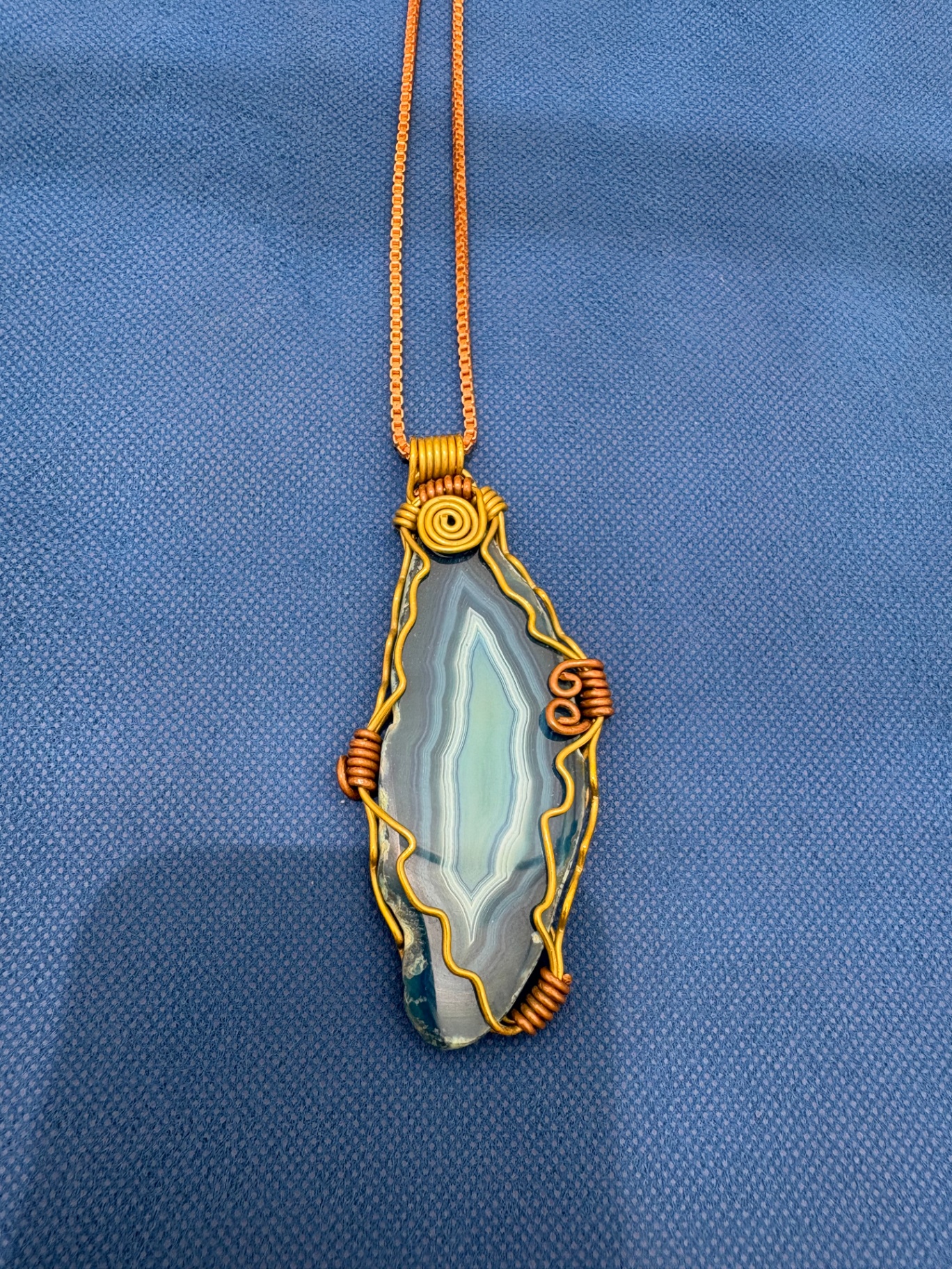 Blue Lace Agate in Brass — view 1 of 1