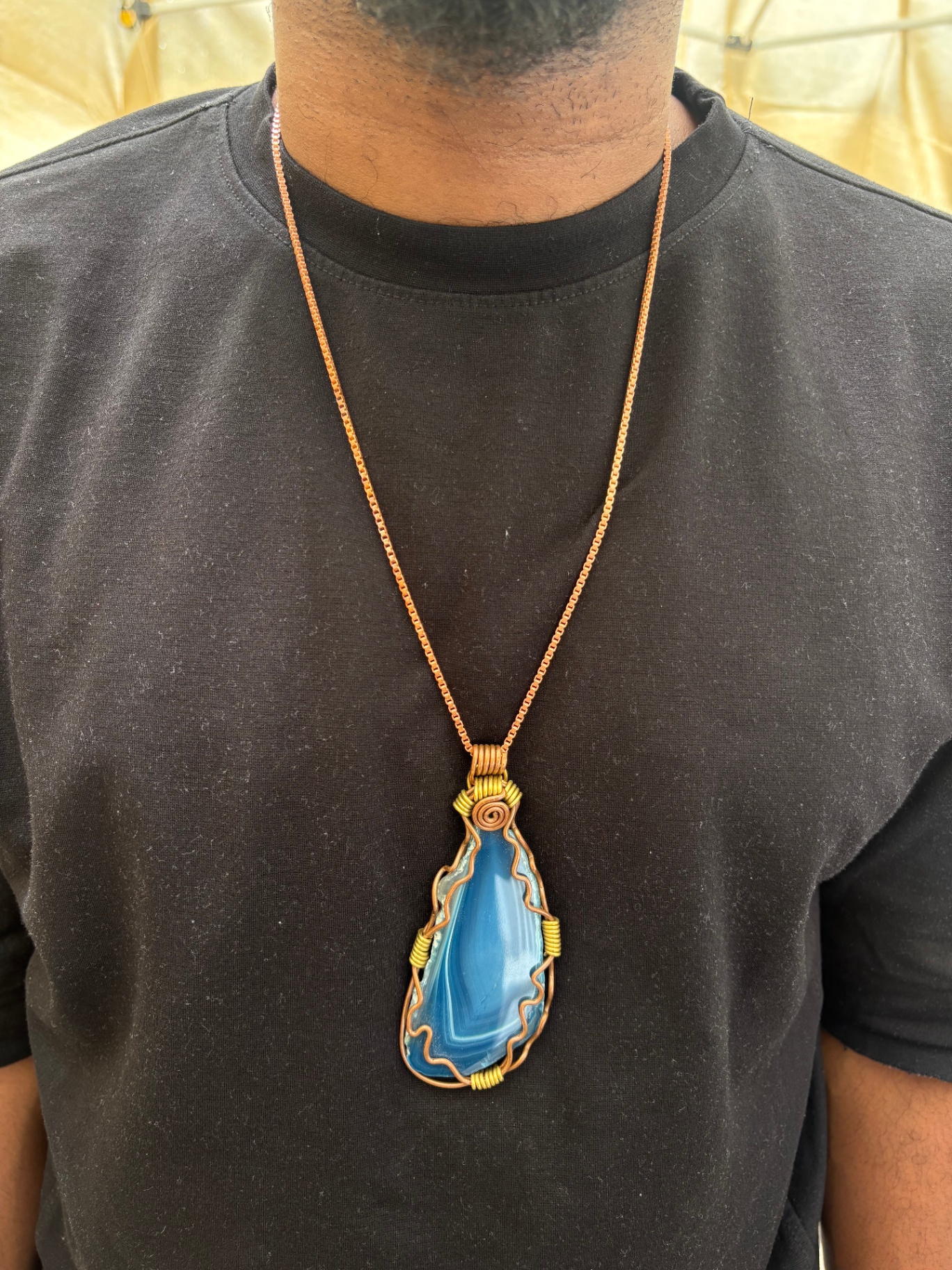 Banded Blue Agate in Copper & Brass — view 3 of 5