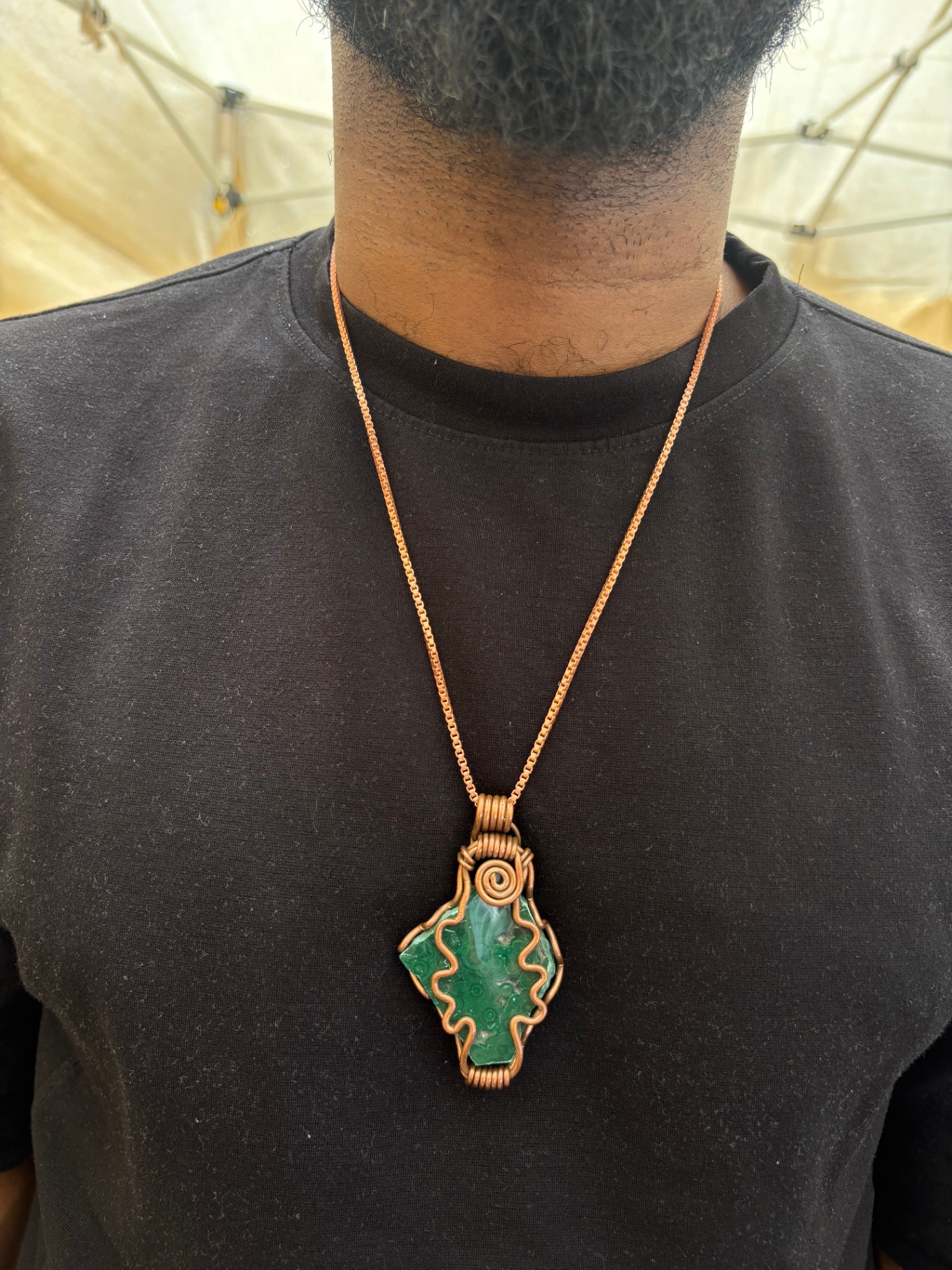 Oval Malachite in Woven Copper — view 2 of 3