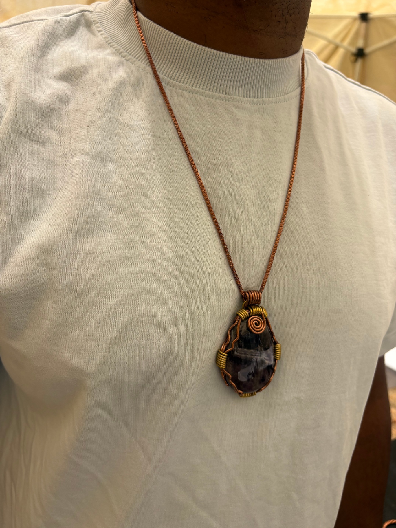 His & Hers Chevron Amethyst in Copper & Brass — view 2 of 5