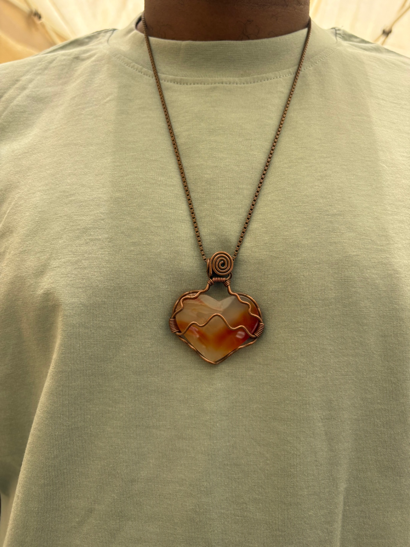 Carnelian Heart Wrapped in Copper — view 4 of 4