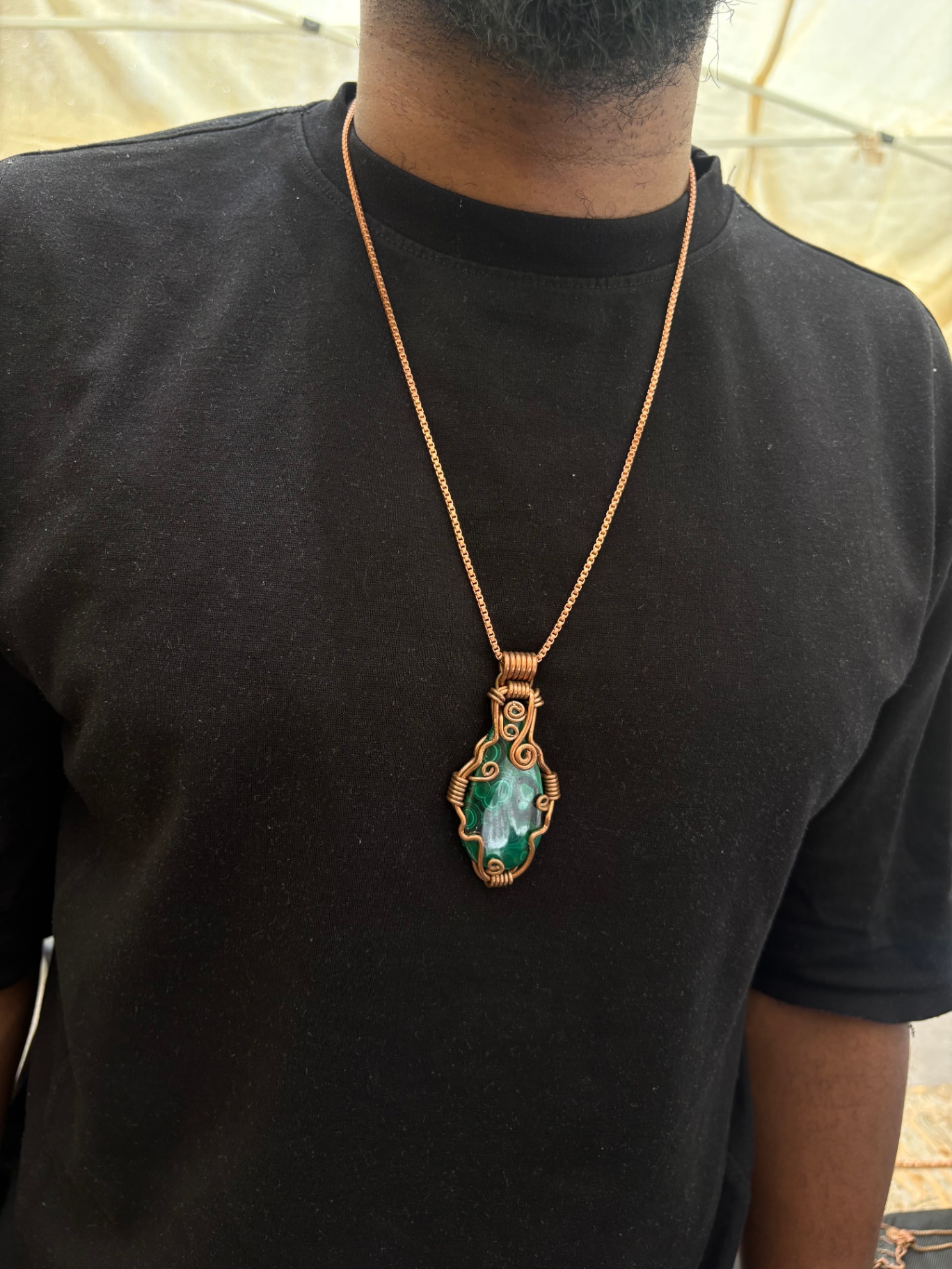 Malachite Slice in Copper — view 4 of 4