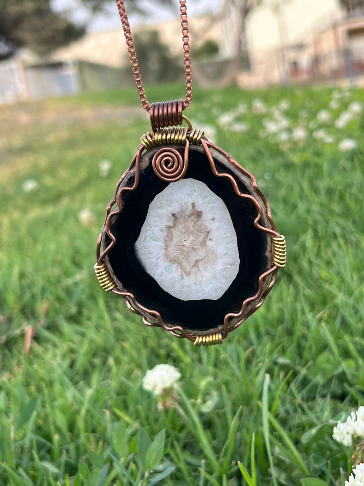 Black Agate with Large Druzy Center — view 1 of 3