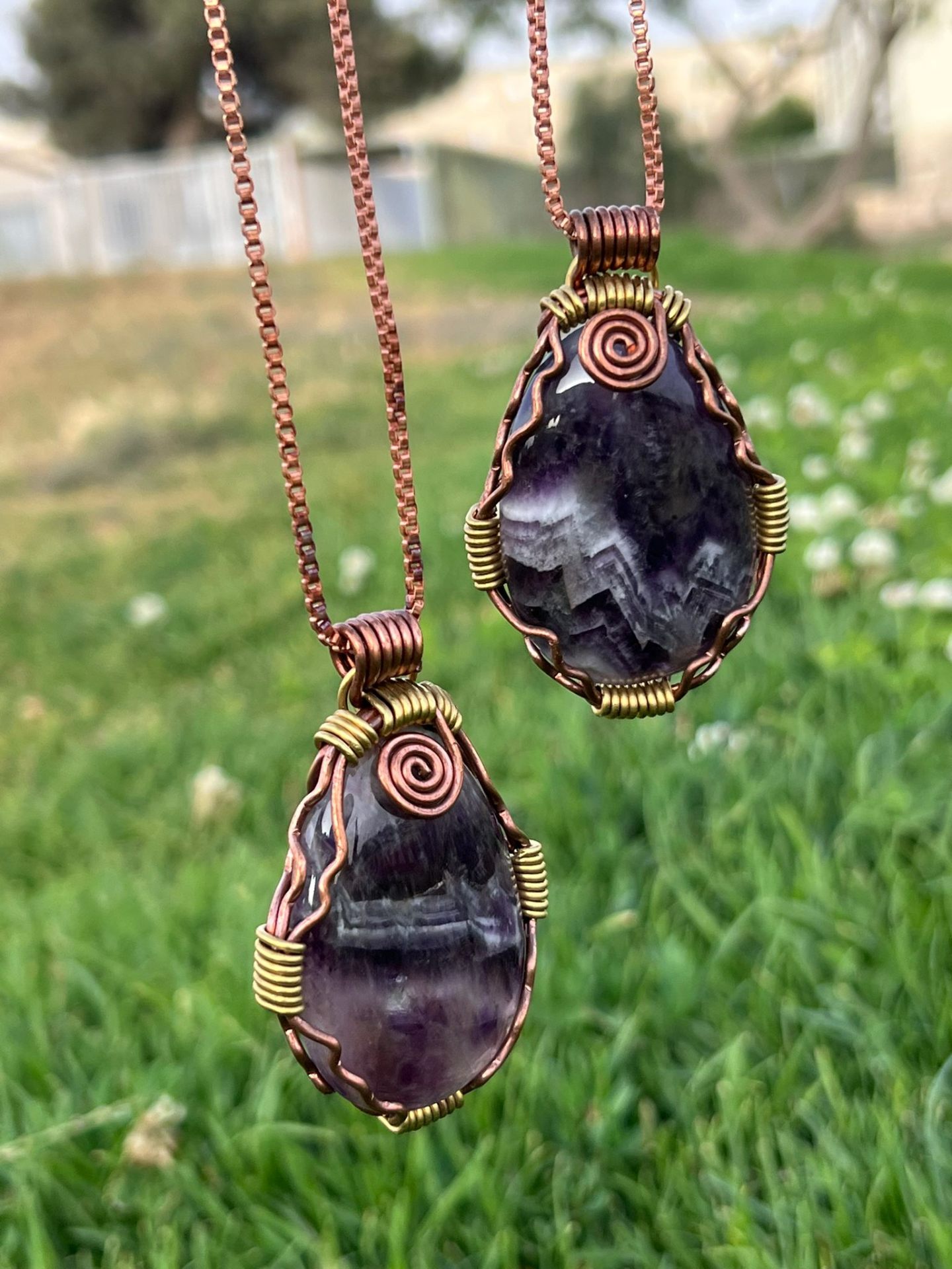 His & Hers Chevron Amethyst in Copper & Brass — view 1 of 5