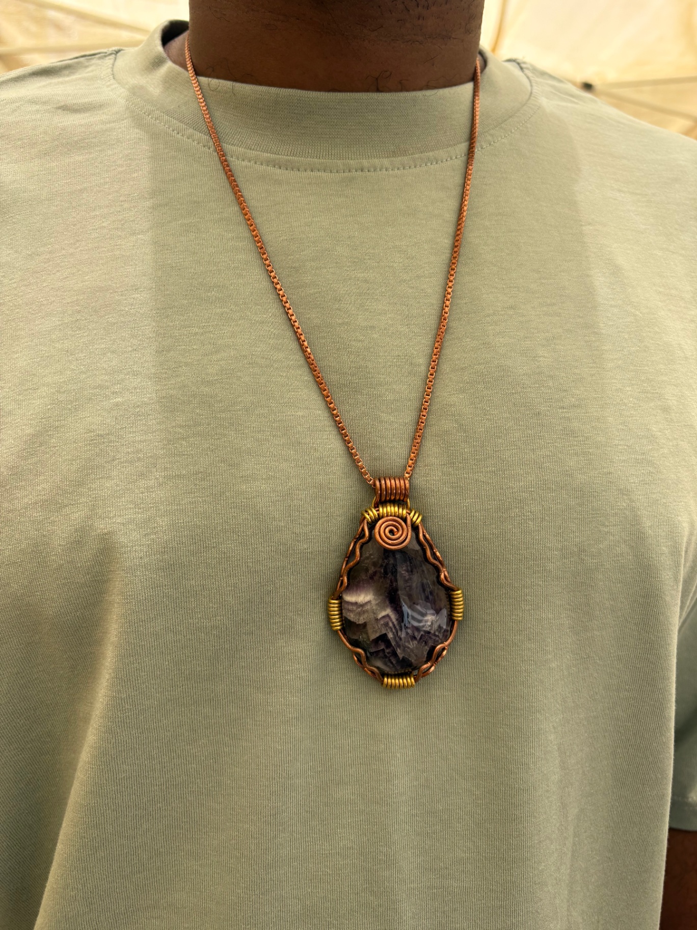 His & Hers Chevron Amethyst in Copper & Brass — view 4 of 5