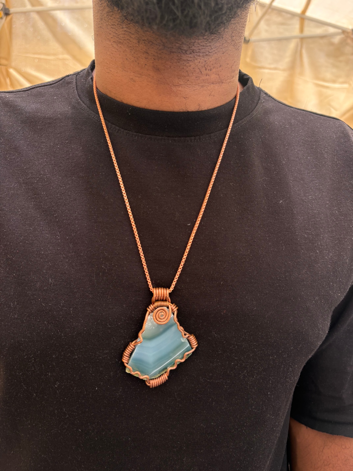Banded Blue Agate in Copper — view 4 of 4