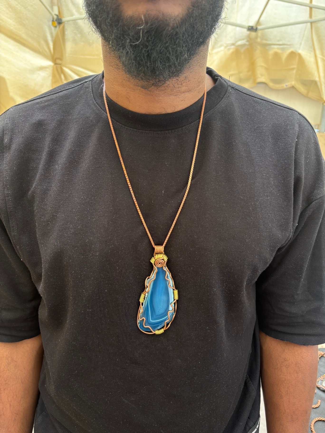 Banded Blue Agate in Copper & Brass — view 2 of 5