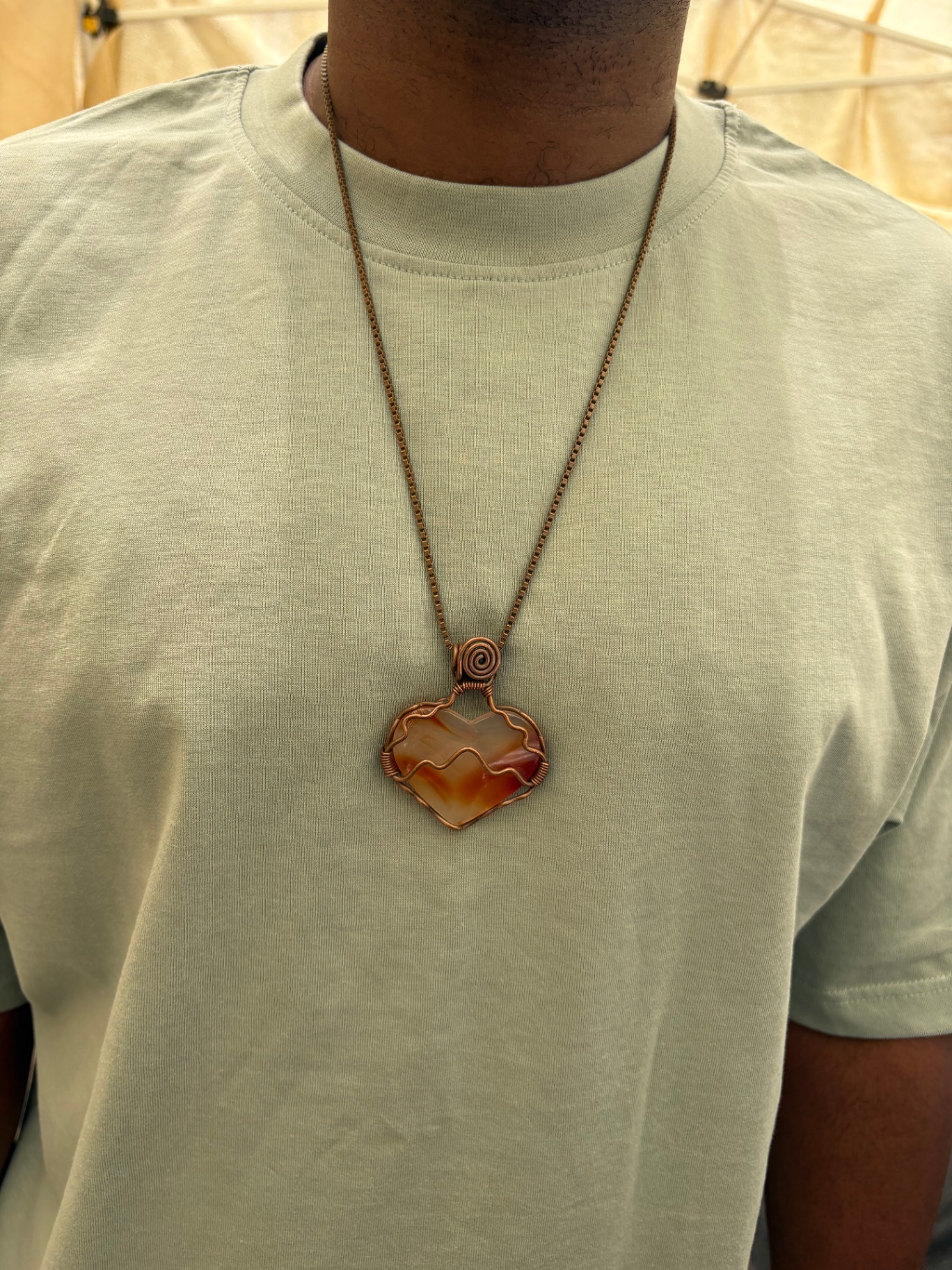 Carnelian Heart Wrapped in Copper — view 3 of 4