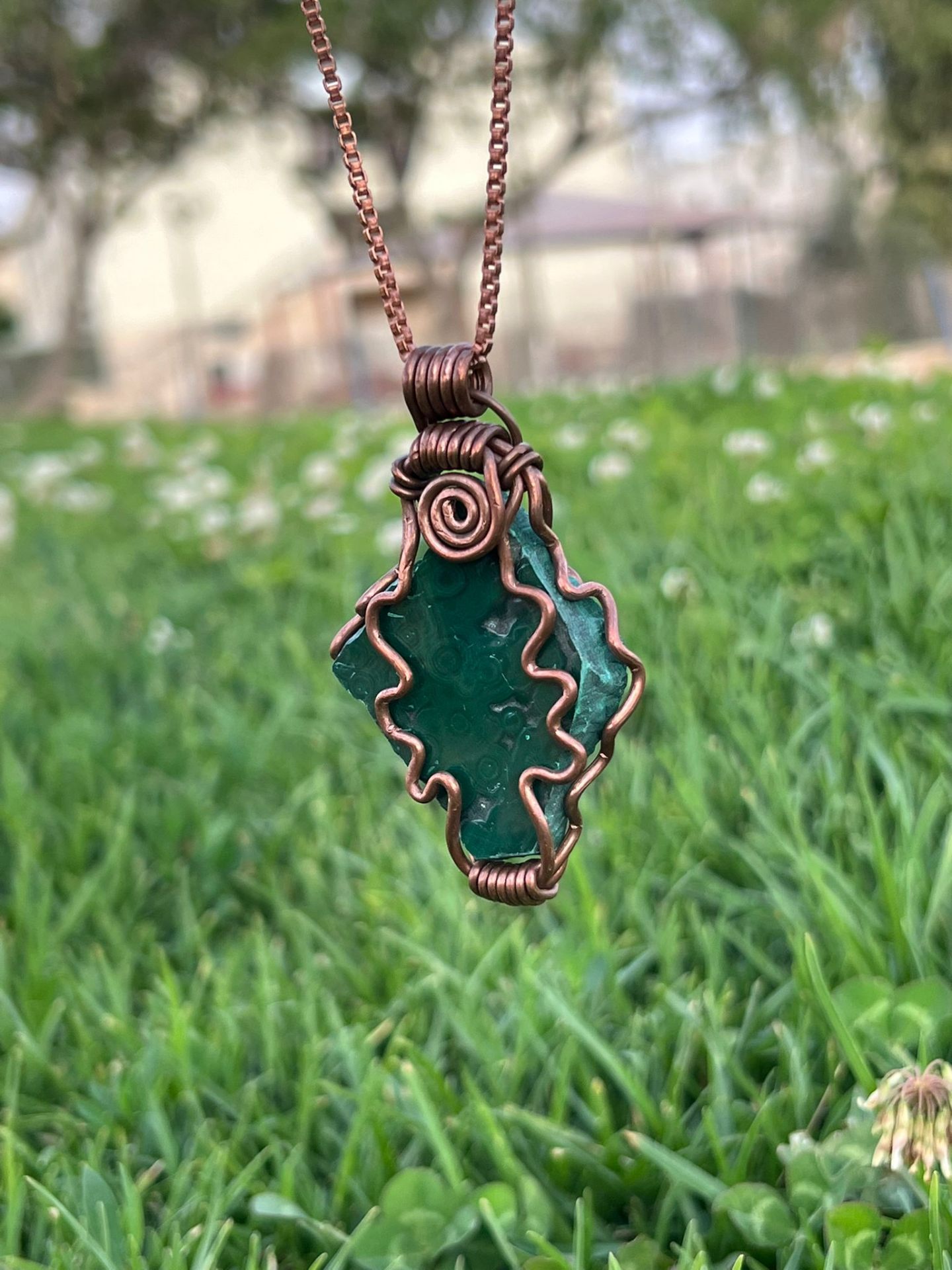Malachite Slice in Copper — view 1 of 4