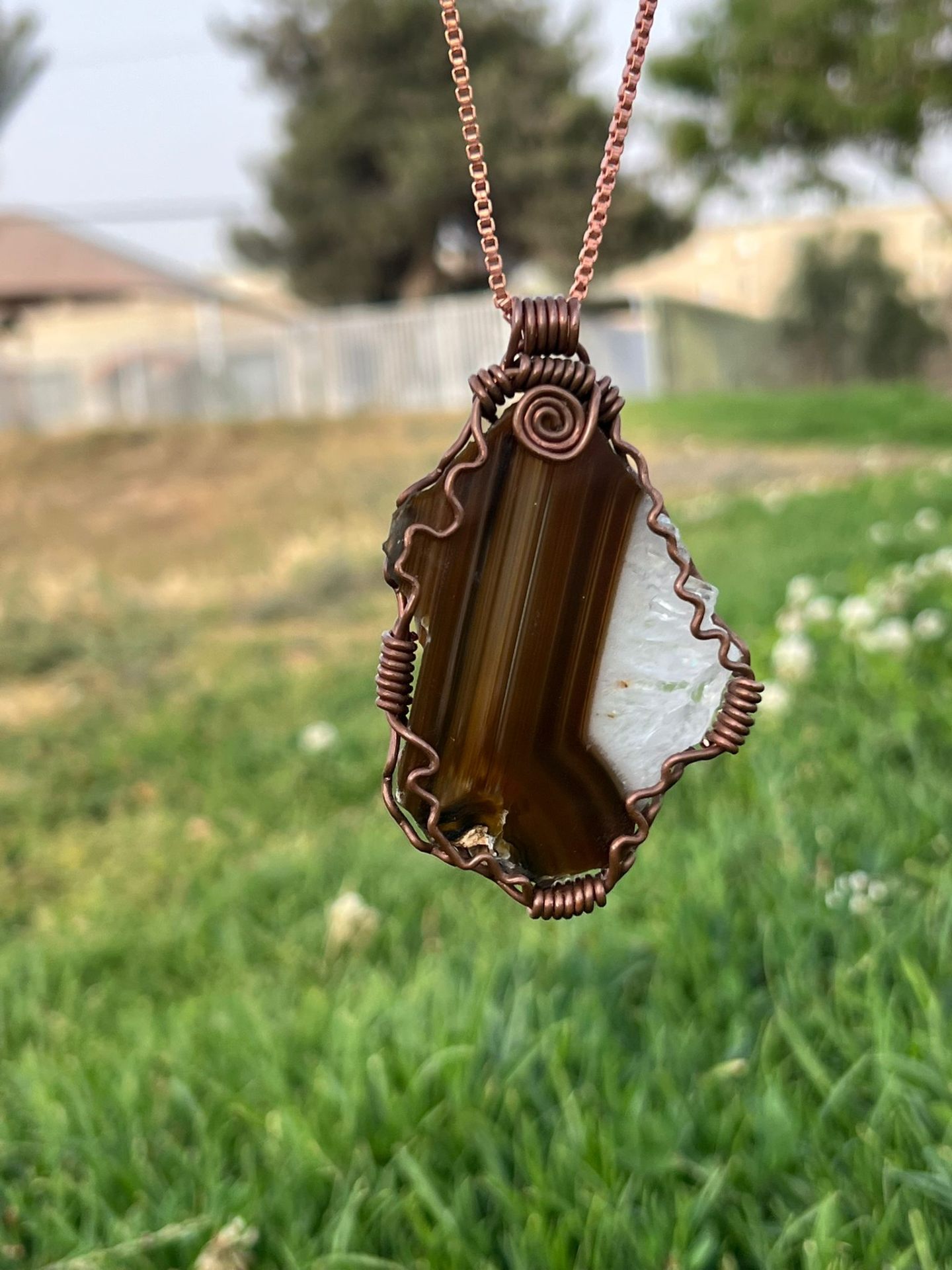 Brown Agate & Crazy Quartz in Copper — view 1 of 3
