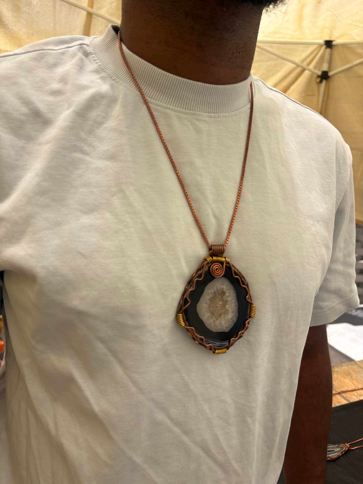 Black Agate with Large Druzy Center — view 2 of 3
