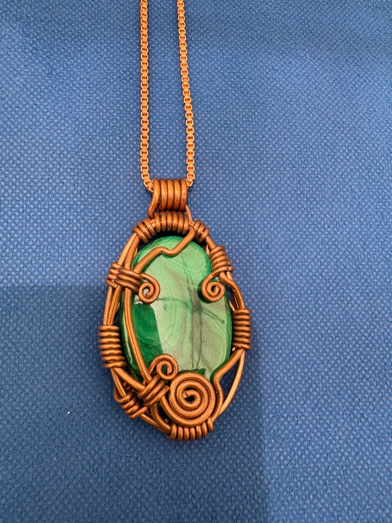 Oval Malachite in Woven Copper — view 1 of 3